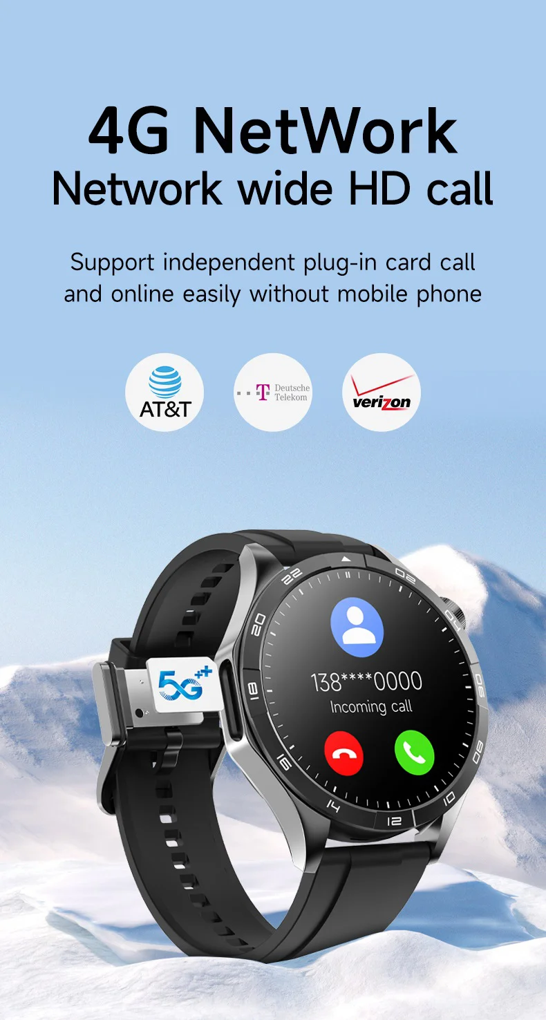 LM01 2+16G 1.43-inch AMOLED Smart Watch 4G SIM Card Android 8.1 Smart Sport Watch, for Europe Asia Africa - Green-Cellmalls