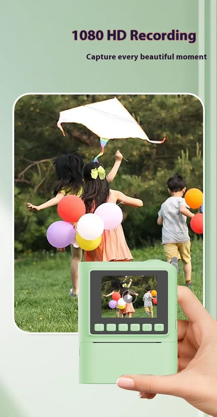 Z900 2.4 Inch Instant Print Camera Kids HD Video Recorder Support Monochrome Printing - Blue-Cellmalls
