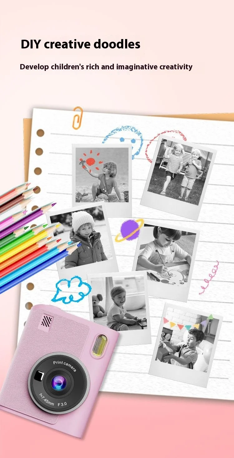 Z900 2.4 Inch Instant Print Camera Kids HD Video Recorder Support Monochrome Printing - Blue-Cellmalls