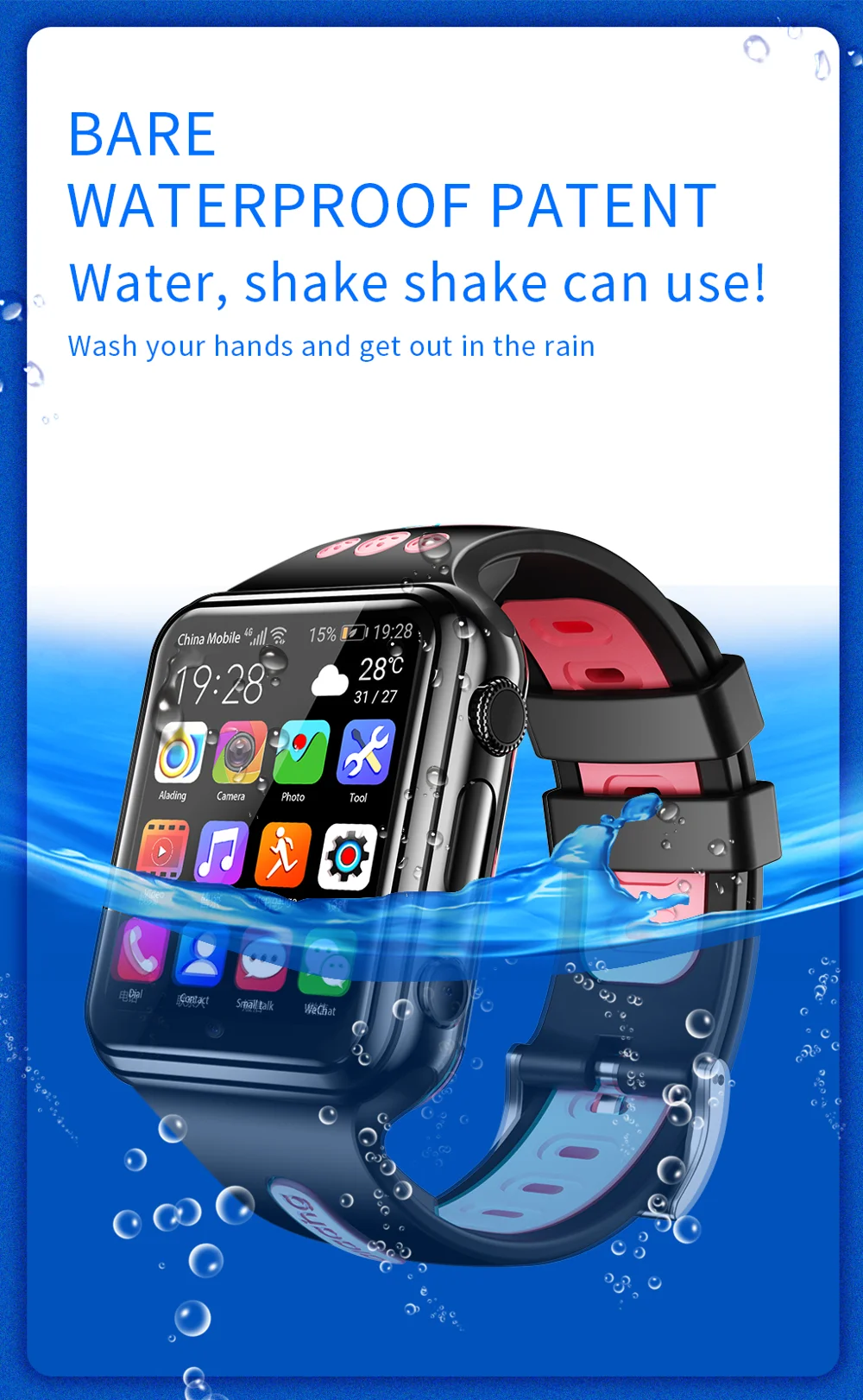 W5PRO Dual Camera Kids Watch 2+16G Waterproof 1.83 inch IPS 4G Smart Phone Watch - Silver / Pink-Cellmalls