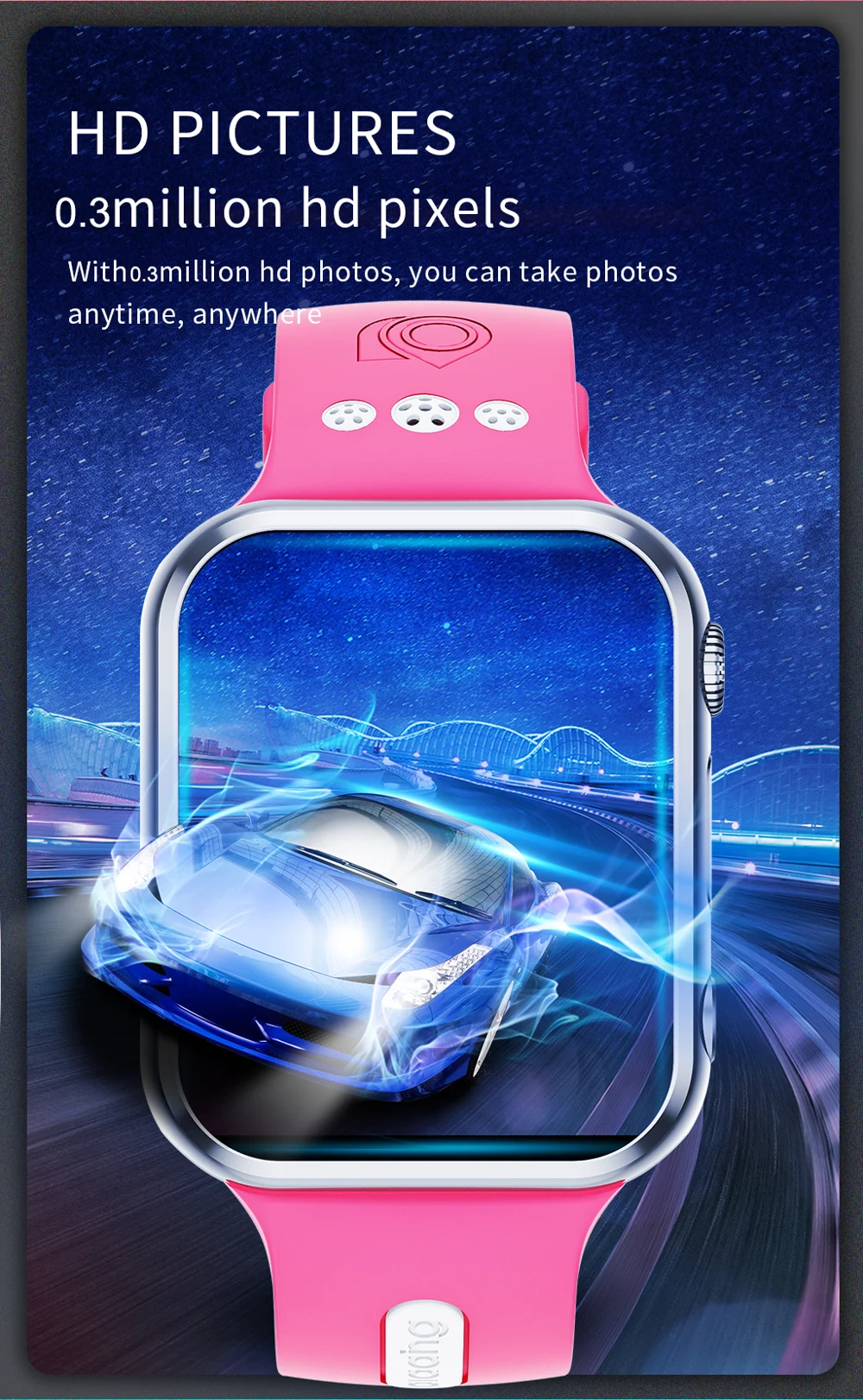 W5PRO Dual Camera Kids Watch 2+16G Waterproof 1.83 inch IPS 4G Smart Phone Watch - Silver / Pink-Cellmalls