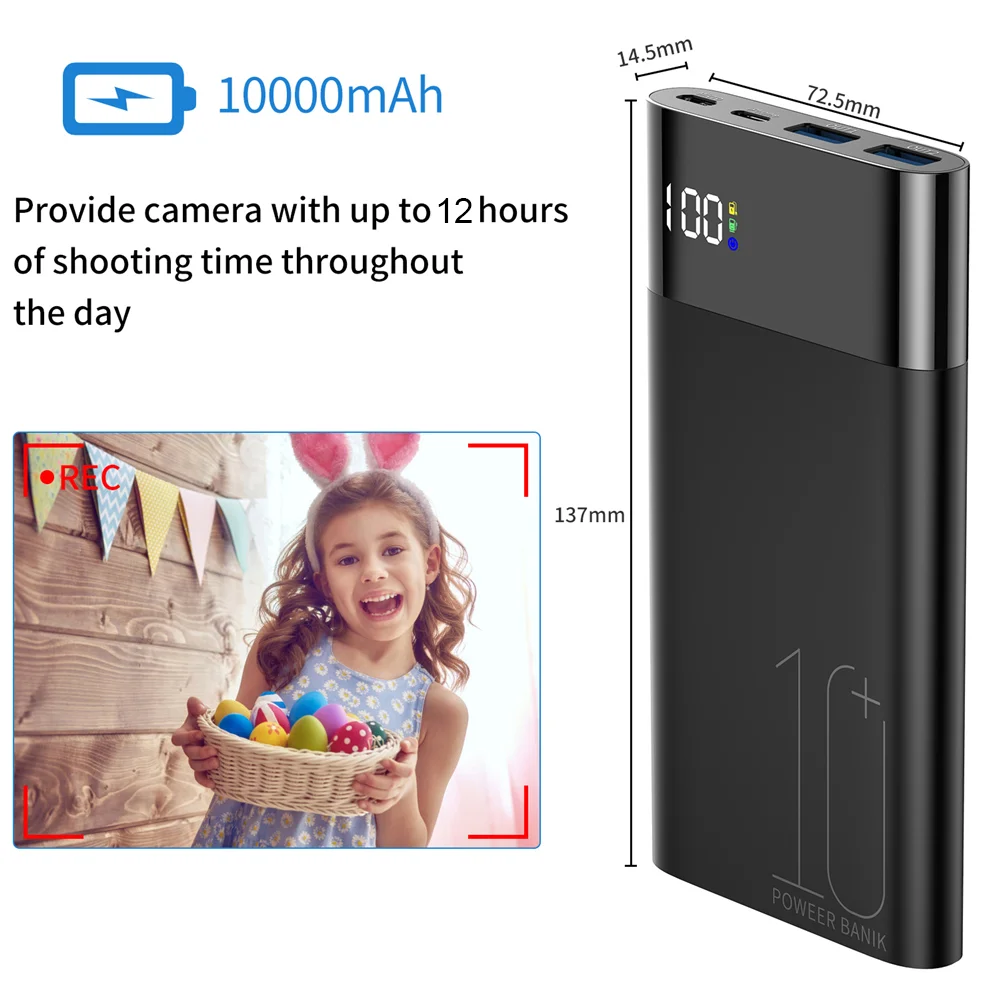10000mAh Power Bank Motion Detection 1080P HD 2.4G WiFi Home Security Camera-Cellmalls