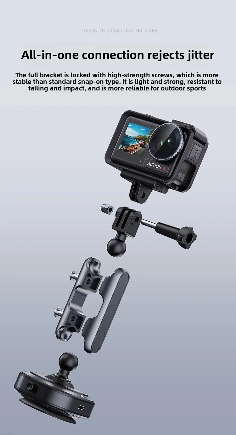 DJ-1 Electric Vacuum Suction Cup Car Camera Mount 360 Degree Adjustable Aluminum Alloy Action Camera Bracket-Cellmalls