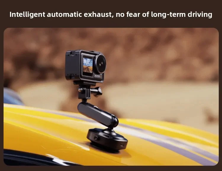 DJ-1 Electric Vacuum Suction Cup Car Camera Mount 360 Degree Adjustable Aluminum Alloy Action Camera Bracket-Cellmalls