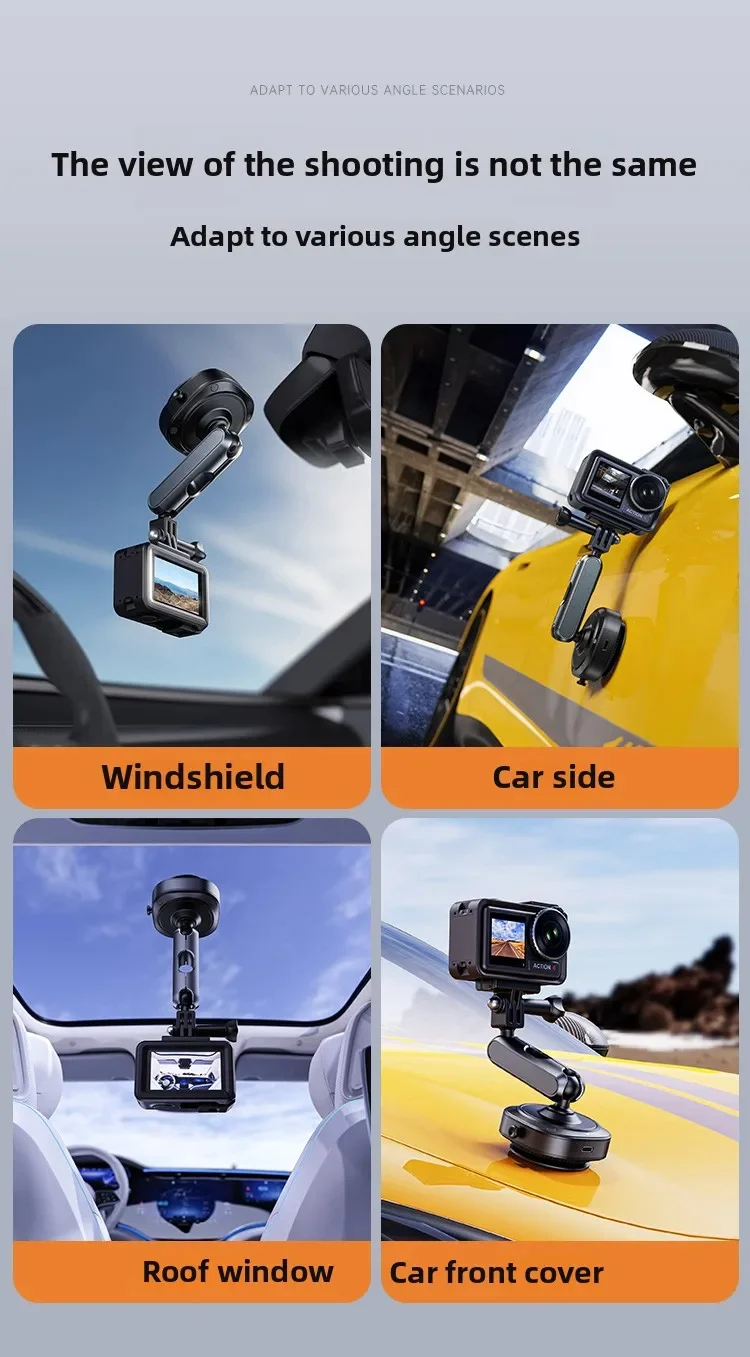 DJ-1 Electric Vacuum Suction Cup Car Camera Mount 360 Degree Adjustable Aluminum Alloy Action Camera Bracket-Cellmalls