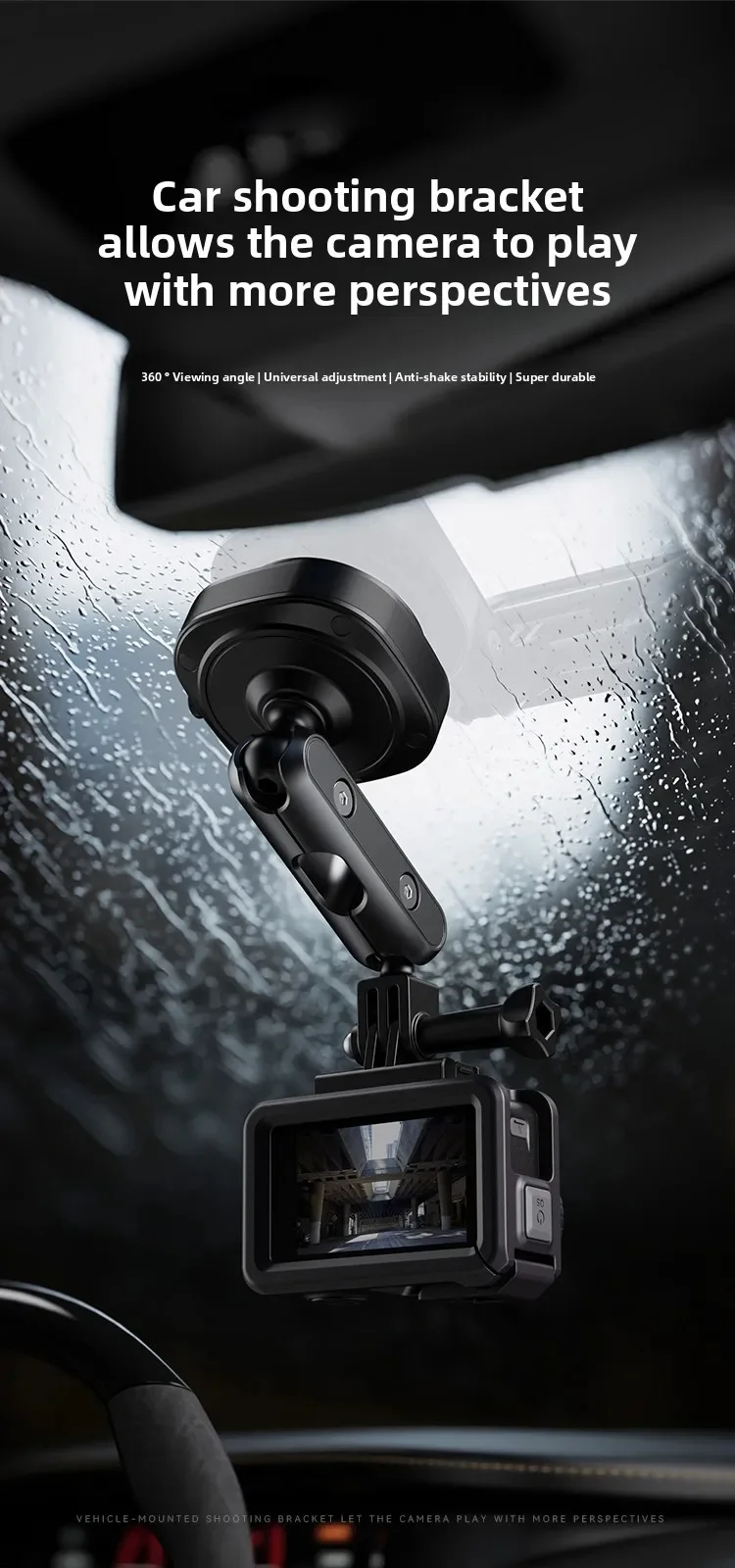DJ-1 Electric Vacuum Suction Cup Car Camera Mount 360 Degree Adjustable Aluminum Alloy Action Camera Bracket-Cellmalls