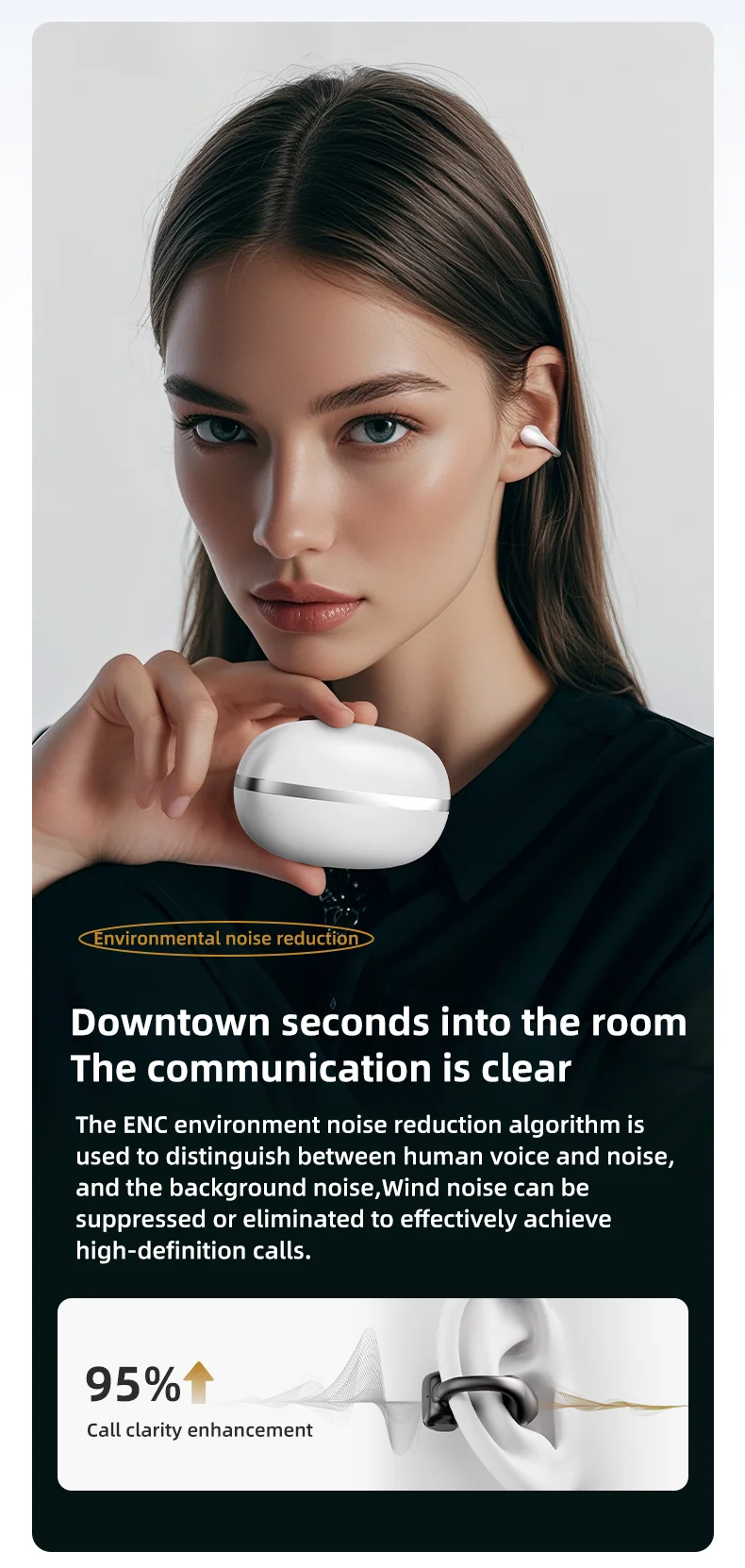 M88 Ear Clip Wireless Bluetooth-Compatible Headset Stereo Sound IPX4 Sweatproof Sports Earphones - Nude-Cellmalls