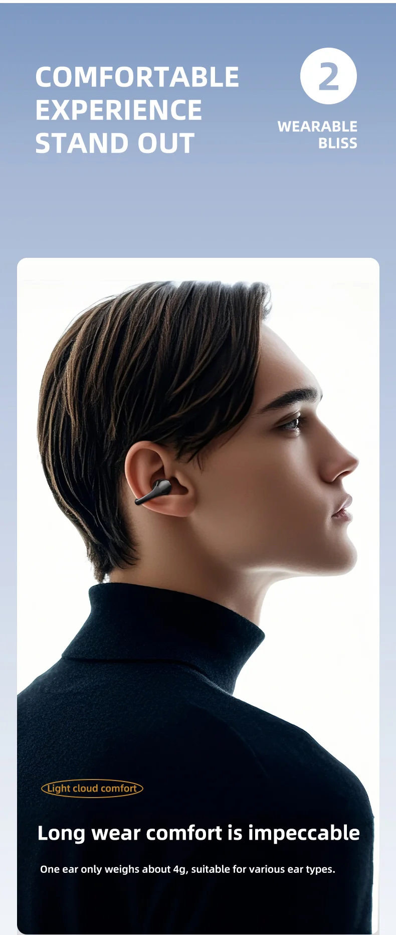 M88 Ear Clip Wireless Bluetooth-Compatible Headset Stereo Sound IPX4 Sweatproof Sports Earphones - Nude-Cellmalls