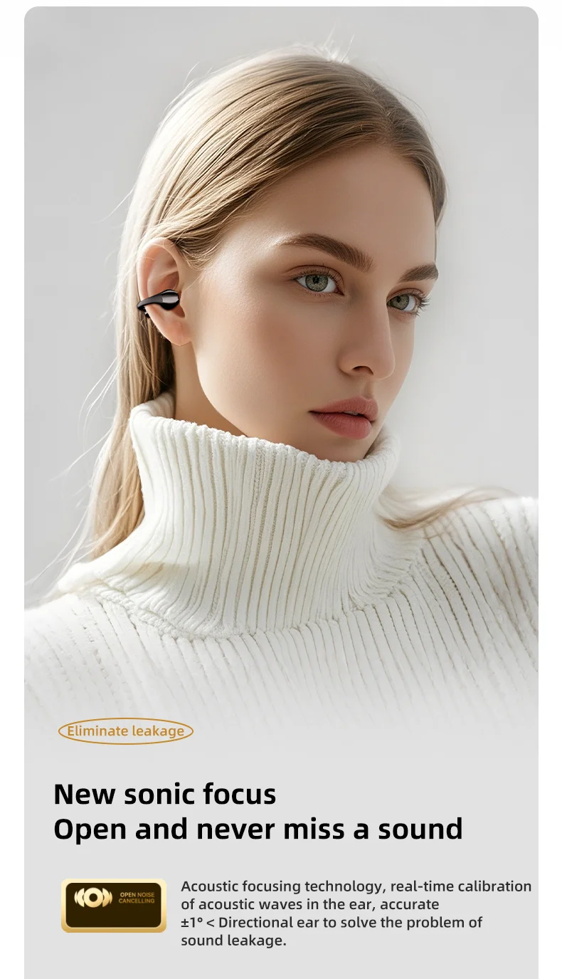 M88 Ear Clip Wireless Bluetooth-Compatible Headset Stereo Sound IPX4 Sweatproof Sports Earphones - Nude-Cellmalls