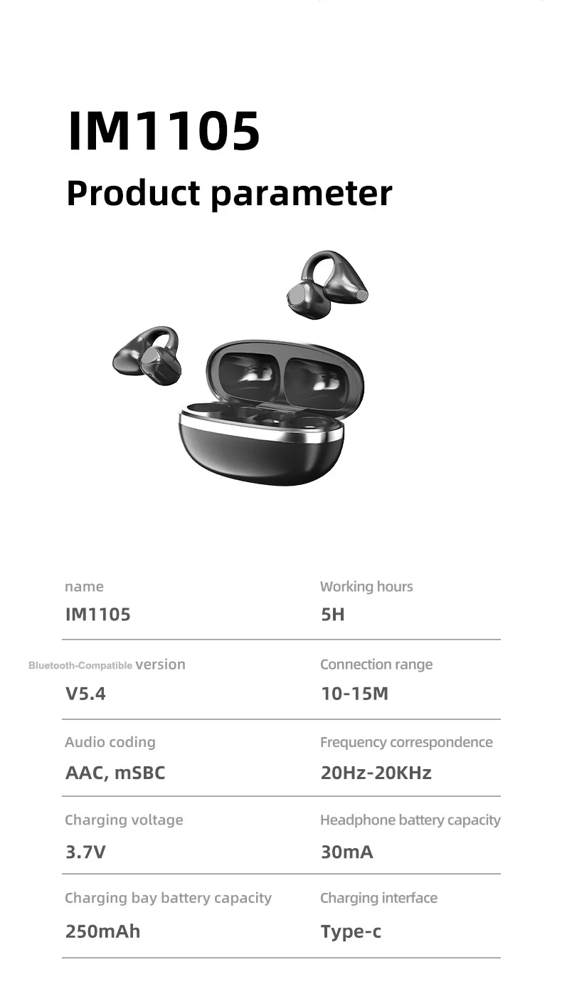 M88 Ear Clip Wireless Bluetooth-Compatible Headset Stereo Sound IPX4 Sweatproof Sports Earphones - Nude-Cellmalls