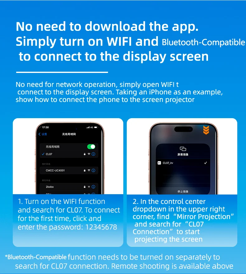 CL07 Wireless Phone Rear Camera Selfie Screen Mirroring Device Image Display Monitor Screen-Cellmalls