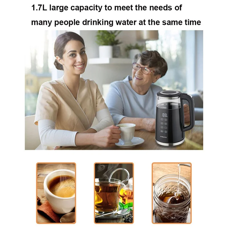 SOKANY 09050 Electric Kettle 1.7L Touch Screen Temperature Control Water Boiler (BPA Free, No FDA) - EU Plug-Cellmalls