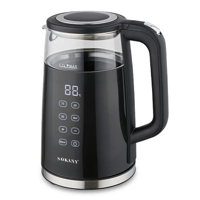 SOKANY 09050 Electric Kettle 1.7L Touch Screen Temperature Control Water Boiler (BPA Free, No FDA) - EU Plug-Cellmalls