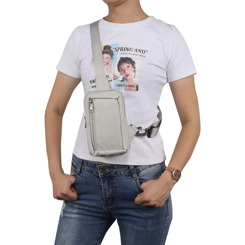 6.5'' / 6.9'' / 7.2'' Chest Shoulder Bag Phone Bag Water Resistant Nylon Casual Shoulder Backpack Sling Travel Bag - Beige-Cellmalls