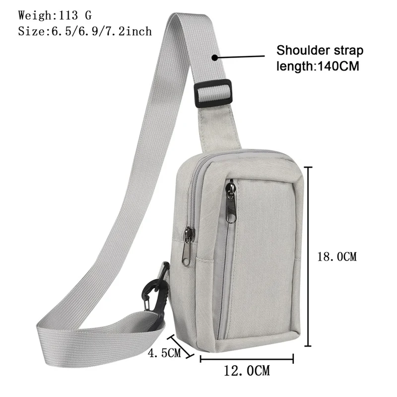 6.5'' / 6.9'' / 7.2'' Chest Shoulder Bag Phone Bag Water Resistant Nylon Casual Shoulder Backpack Sling Travel Bag - Beige-Cellmalls