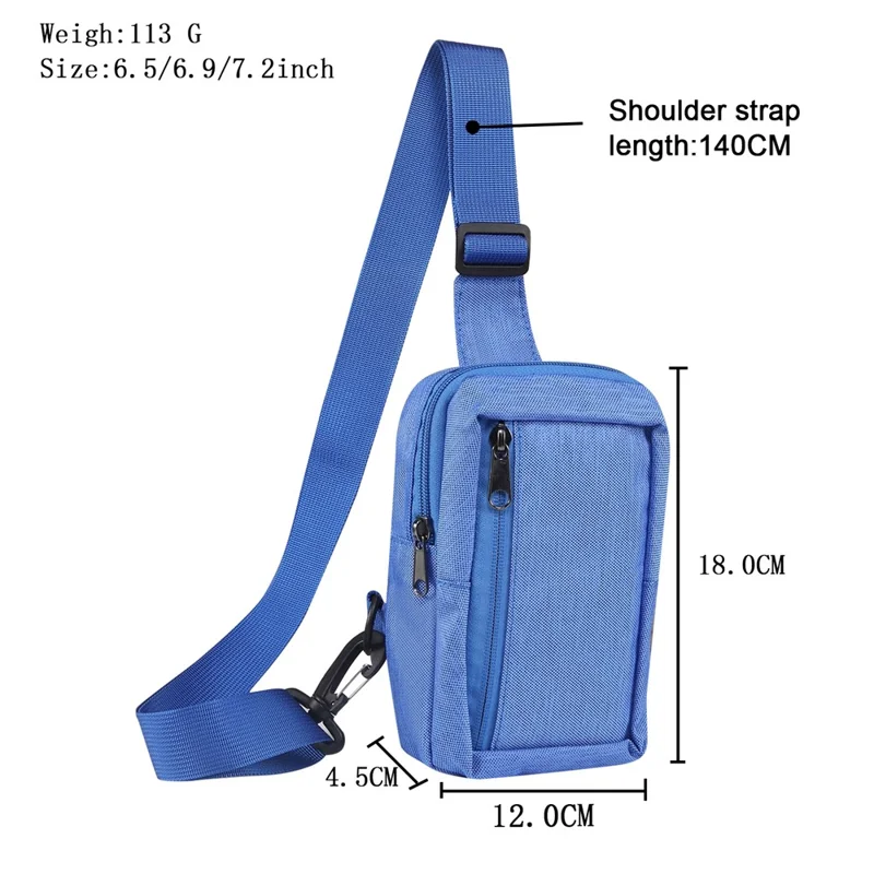 6.5'' / 6.9'' / 7.2'' Chest Shoulder Bag Phone Bag Water Resistant Nylon Casual Shoulder Backpack Sling Travel Bag - Blue-Cellmalls