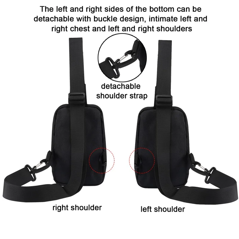 6.5'' / 6.9'' / 7.2'' Chest Shoulder Bag Phone Bag Water Resistant Nylon Casual Shoulder Backpack Sling Travel Bag - Black-Cellmalls