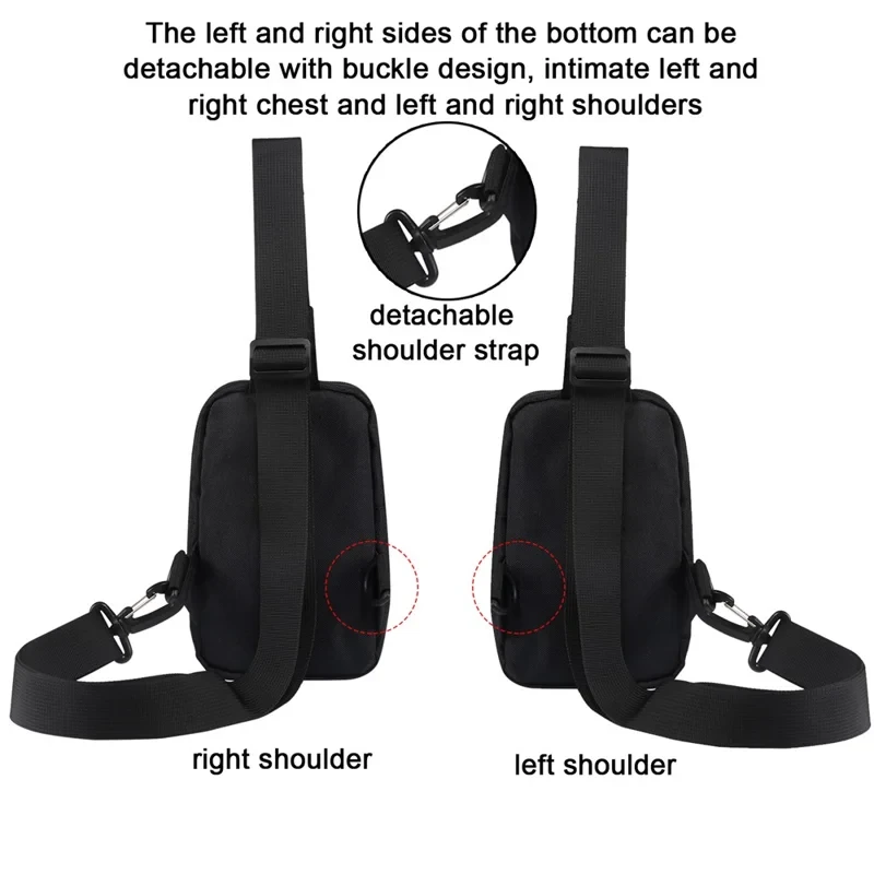 6.5'' / 6.9'' / 7.2'' Chest Shoulder Bag Phone Bag Water Resistant Nylon Casual Shoulder Backpack Sling Travel Bag - Black-Cellmalls