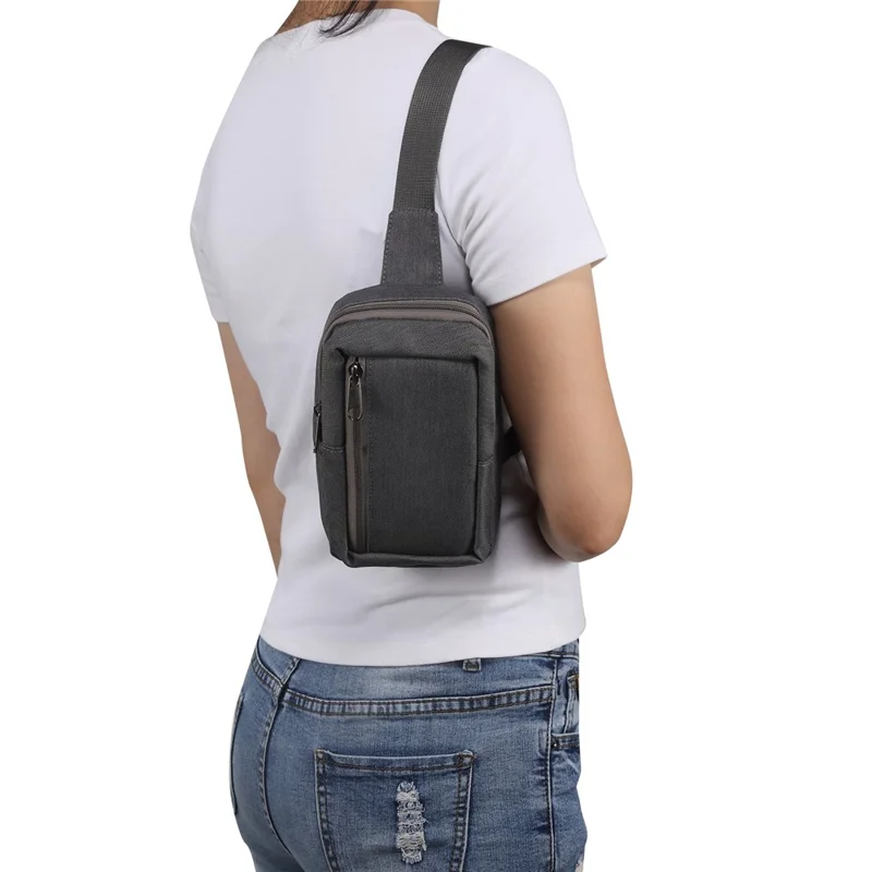 6.5'' / 6.9'' / 7.2'' Chest Shoulder Bag Phone Bag Water Resistant Nylon Casual Shoulder Backpack Sling Travel Bag - Dark Grey-Cellmalls