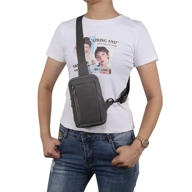 6.5'' / 6.9'' / 7.2'' Chest Shoulder Bag Phone Bag Water Resistant Nylon Casual Shoulder Backpack Sling Travel Bag - Dark Grey-Cellmalls
