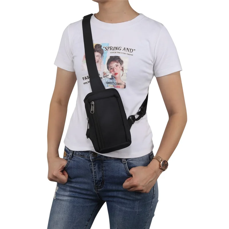 6.5'' / 6.9'' / 7.2'' Chest Shoulder Bag Phone Bag Water Resistant Nylon Casual Shoulder Backpack Sling Travel Bag - Black-Cellmalls