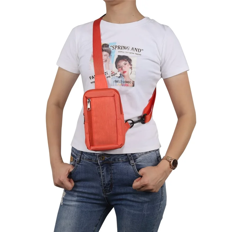 6.5'' / 6.9'' / 7.2'' Chest Shoulder Bag Phone Bag Water Resistant Nylon Casual Shoulder Backpack Sling Travel Bag - Orange-Cellmalls