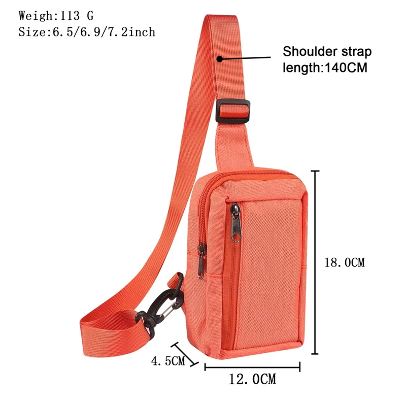 6.5'' / 6.9'' / 7.2'' Chest Shoulder Bag Phone Bag Water Resistant Nylon Casual Shoulder Backpack Sling Travel Bag - Orange-Cellmalls