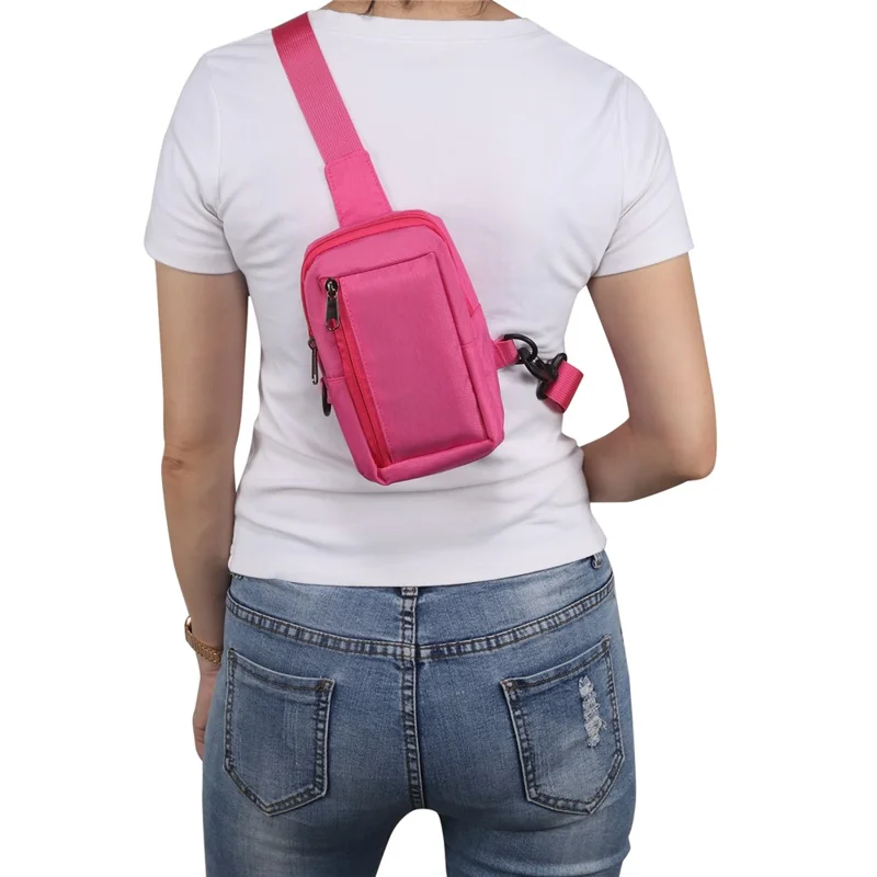 6.5'' / 6.9'' / 7.2'' Chest Shoulder Bag Phone Bag Water Resistant Nylon Casual Shoulder Backpack Sling Travel Bag - Peach Red-Cellmalls