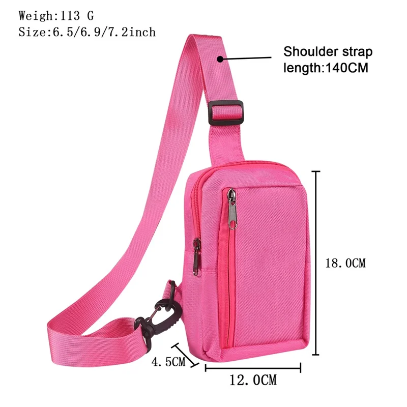 6.5'' / 6.9'' / 7.2'' Chest Shoulder Bag Phone Bag Water Resistant Nylon Casual Shoulder Backpack Sling Travel Bag - Peach Red-Cellmalls