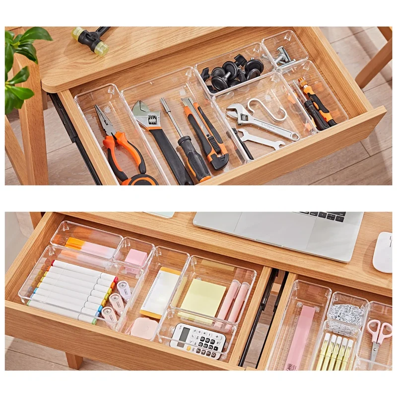 25Pcs / Set Clear PS Pantry Organizers Home Tool Storage Bins Multi-Use Baskets-Cellmalls