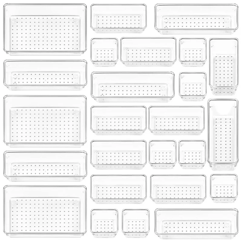 25Pcs / Set Clear PS Pantry Organizers Home Tool Storage Bins Multi-Use Baskets-Cellmalls