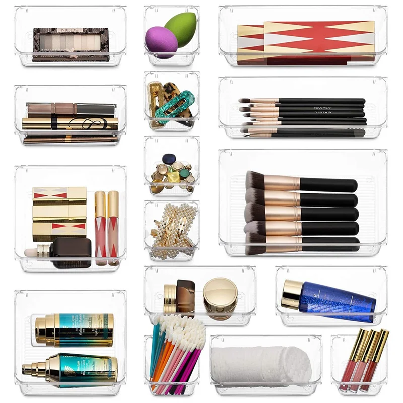 25Pcs / Set Clear PS Pantry Organizers Home Tool Storage Bins Multi-Use Baskets-Cellmalls