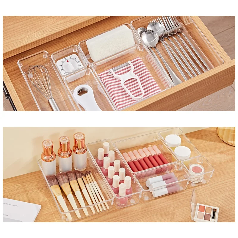 25Pcs / Set Clear PS Pantry Organizers Home Tool Storage Bins Multi-Use Baskets-Cellmalls