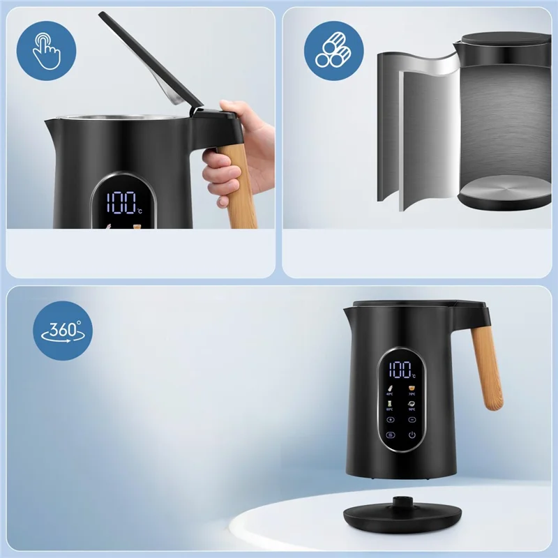 Electric Kettle 1.7L Touch Screen Temperature Control Water Boiler with Preset Settings (BPA Free, No FDA) - EU Plug-Cellmalls