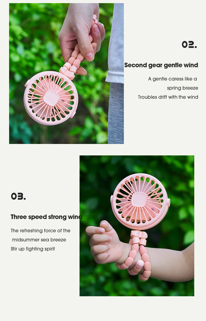 Portable Baby Stroller Octopus Fan USB Rechargeable Flexible Legs 3 Wind Speed Summer Cooling Fan - Blue-Cellmalls