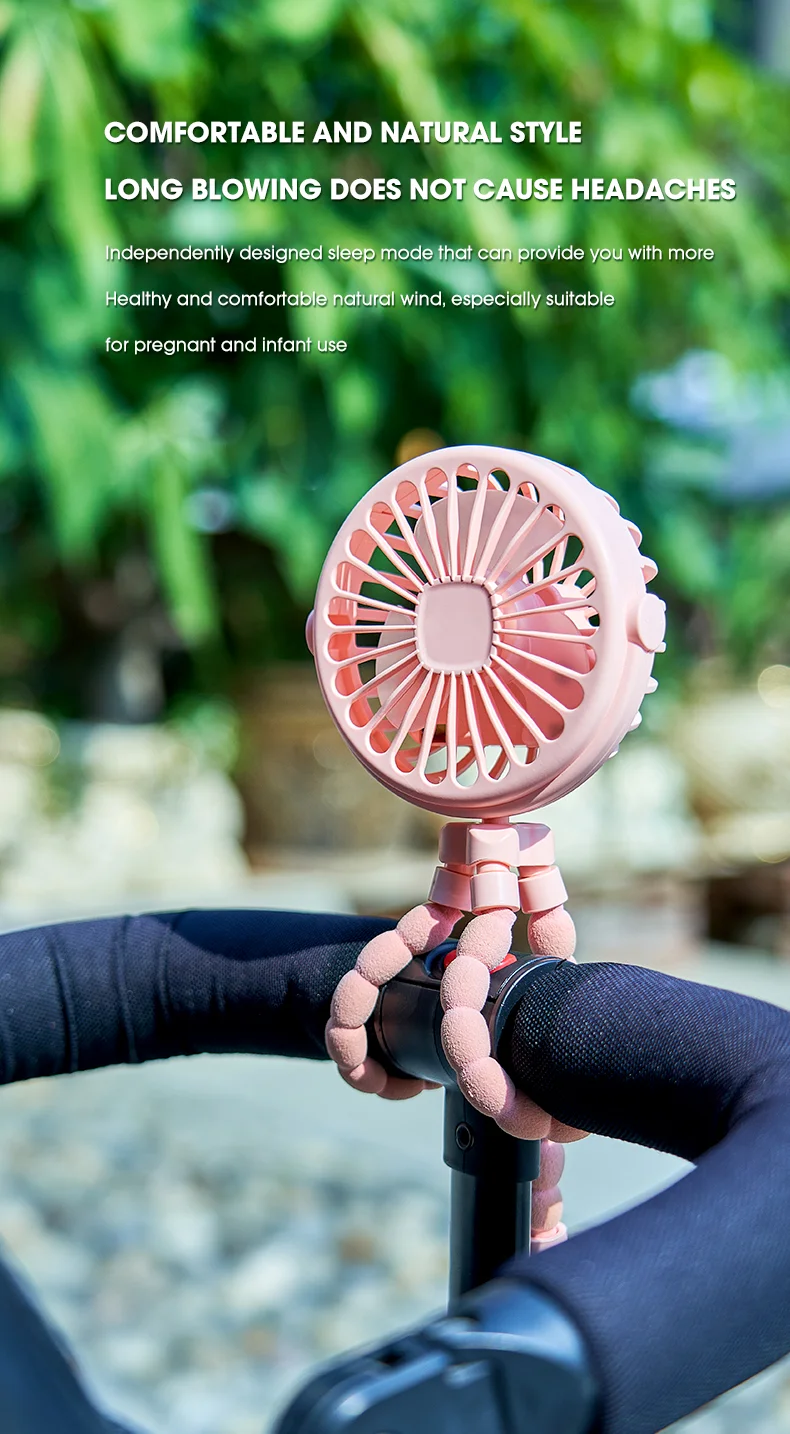 Portable Baby Stroller Octopus Fan USB Rechargeable Flexible Legs 3 Wind Speed Summer Cooling Fan - Blue-Cellmalls