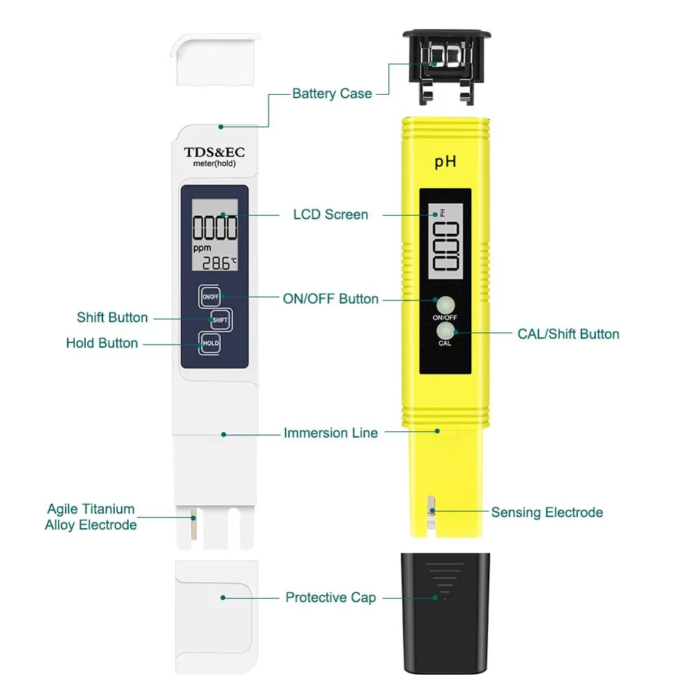 Water Quality Test Meter Professional TDS Meter Digital Water Test Meter PH Meter Kits-Cellmalls