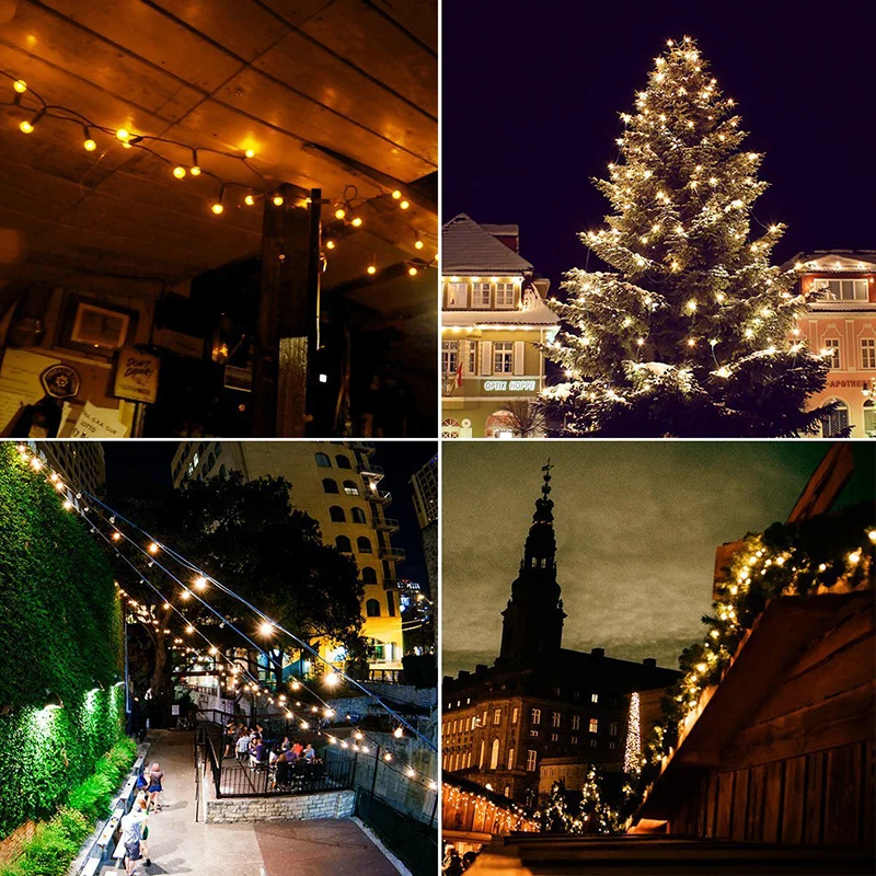 12m 100-LED Solar Powered Crystal Bubble Ball String Lights with 8 Modes - White Light / 23mm Diameter-Cellmalls