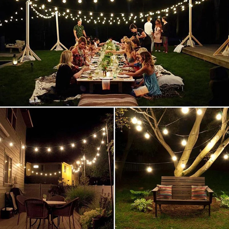 12m 100-LED Solar Powered Crystal Bubble Ball String Lights with 8 Modes - White Light / 23mm Diameter-Cellmalls