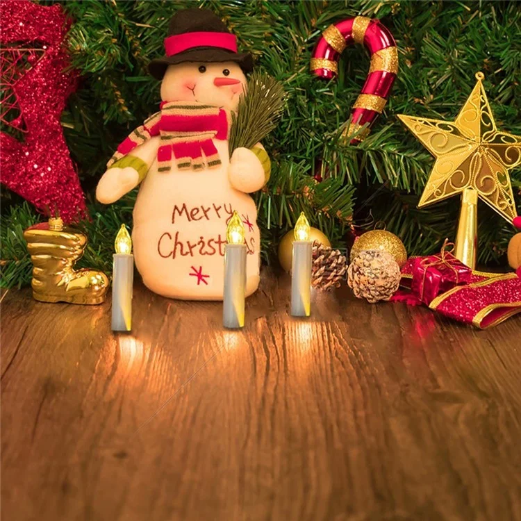 Realistic Warm White LED Flameless Candles with Remote Control for Party Decoration - 10 PCS / Ivory-Cellmalls