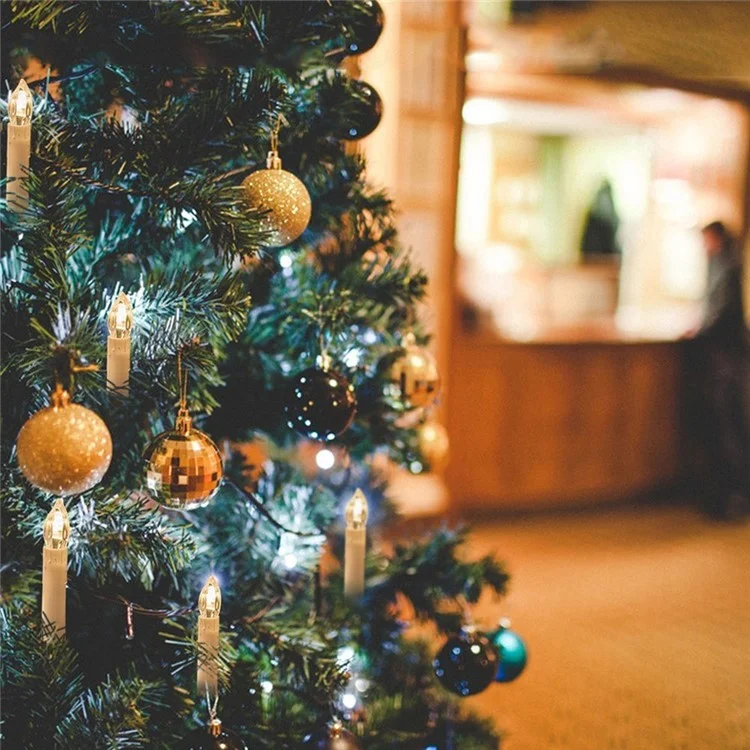 Realistic Warm White LED Flameless Candles with Remote Control for Party Decoration - 10 PCS / Ivory-Cellmalls