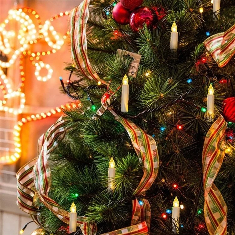 Realistic Warm White LED Flameless Candles with Remote Control for Party Decoration - 10 PCS / Ivory-Cellmalls