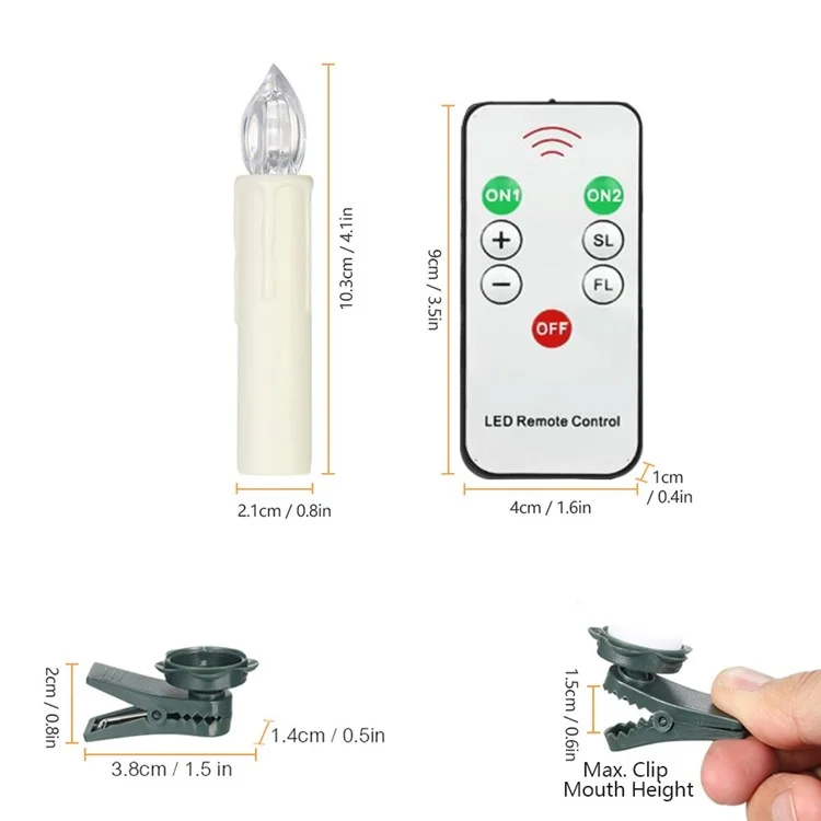 Realistic Warm White LED Flameless Candles with Remote Control for Party Decoration - 10 PCS / Ivory-Cellmalls