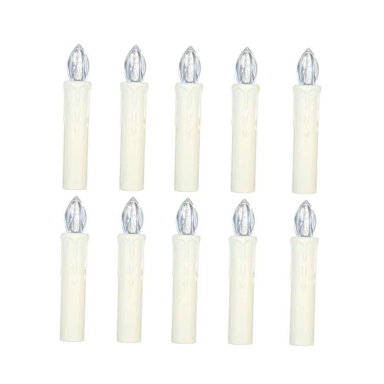 Realistic Warm White LED Flameless Candles with Remote Control for Party Decoration - 10 PCS / Ivory-Cellmalls