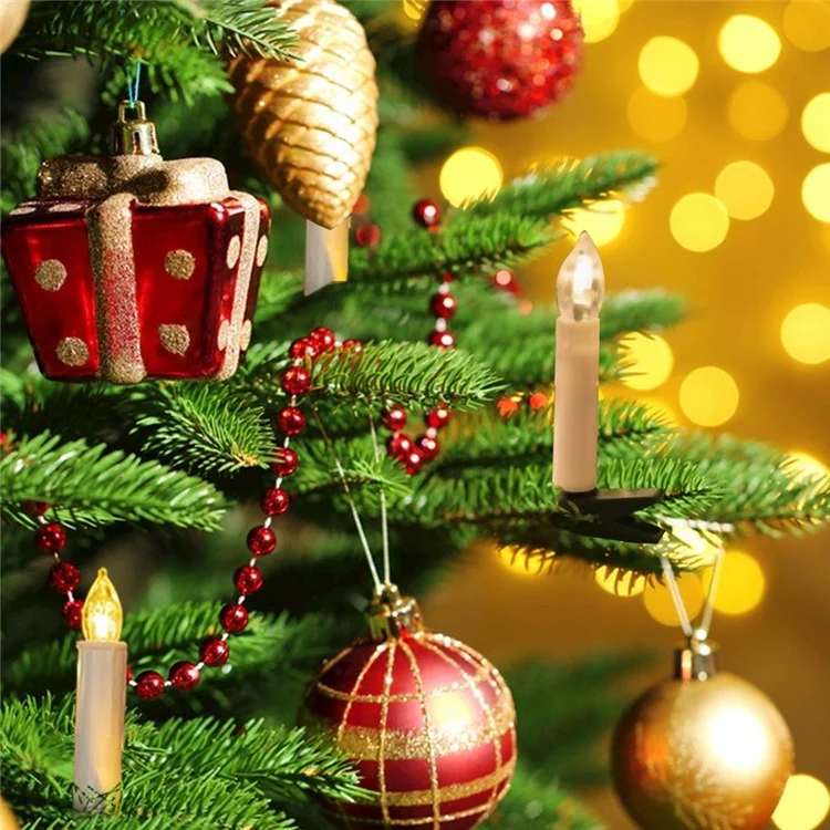 Realistic Warm White LED Flameless Candles with Remote Control for Party Decoration - 10 PCS / Ivory-Cellmalls