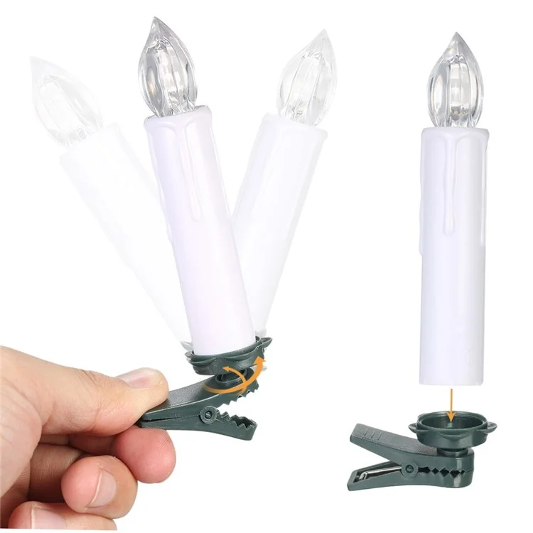 Realistic Warm White LED Flameless Candles with Remote Control for Party Decoration - 10 PCS / Ivory-Cellmalls