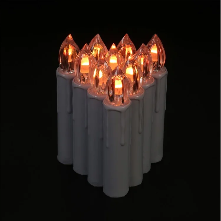 Realistic Warm White LED Flameless Candles with Remote Control for Party Decoration - 30 PCS / Ivory-Cellmalls