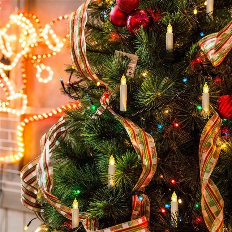 Realistic Warm White LED Flameless Candles with Remote Control for Party Decoration - 30 PCS / Ivory-Cellmalls