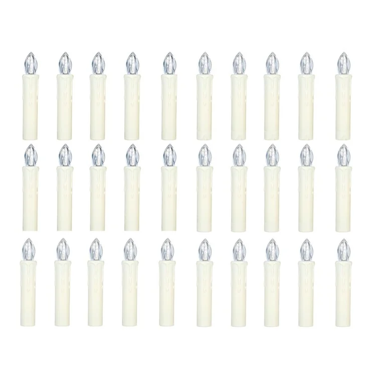 Realistic Warm White LED Flameless Candles with Remote Control for Party Decoration - 30 PCS / Ivory-Cellmalls