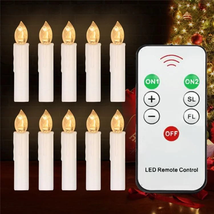 Realistic Warm White LED Flameless Candles with Remote Control for Party Decoration - 30 PCS / Ivory-Cellmalls